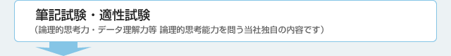 5月～　筆記試験（論理的思考力・データ理解力等 論理的思考能力を問う当社独自の内容です）